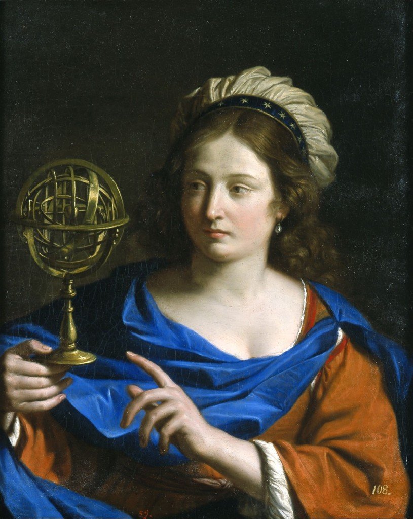  “Personificação da Astrologia”, por Guercino (1650-55). Blanton Museu de Arte, Texas. Segundo a Wiki, Giovanni Francesco Barbieri, é mais conhecido como Guercino ou Il Guercino (Cento, 1591 — Bolonha, 1666), palavra italiana para "estrábico", apelido que lhe foi dado por conta de seu desvio ocular.